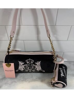 NEW JUICY COUTURE CHOOSE SCOTTIE SATCHEL SHOULDER Barrel BAG  LIQUORICE BLACK